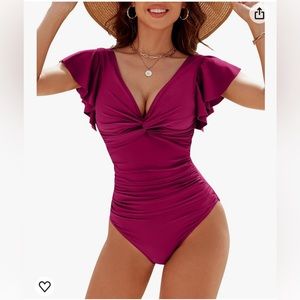 🚨Blooming Jelly Womens Tummy Control V Neck 1 Pc Slimming Lace-up Ruffle suit
